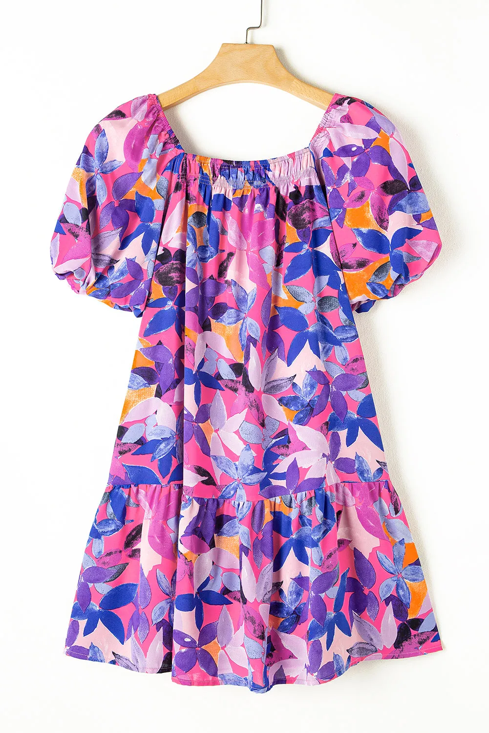 Flower Short Sleeve Ruffled Dresses