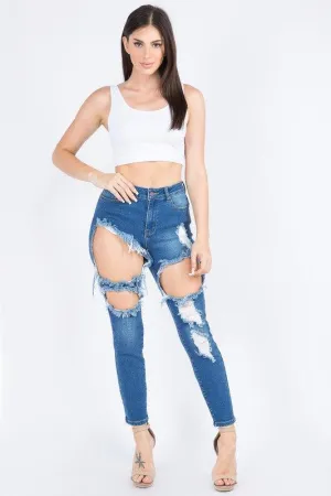 HIGH WAIST DESTROYED JEANS