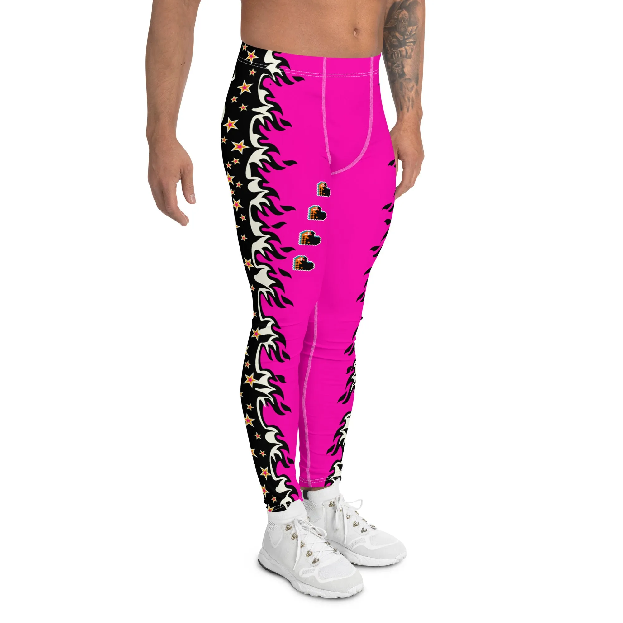 Mens Leggings, Pink Fire